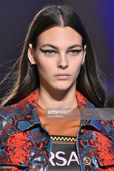 Vittoria Ceretti walks the runway during the Versace Ready to 